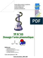 TP Dosage de L'urée Plasmatique