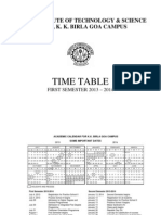 Time Table Semester 1 2013-2014