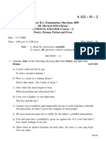 First Year B.A. Examination, May/June 2009 DE (Revised SIM Scheme) Optional English (Course 1) Poetry, Drama, Fiction and Prose