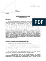 Resultant and Equilibrant Forces Experiment No. 4