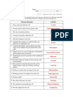 Cell Organelles Worksheet KEY