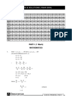 Answ Er Key: Hints & Solutions (Year-2009)