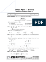 Maths Model Test Paper For Summative Assessment - 1