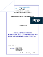 Doseamento Do Ácido Acetilsalicílico Numa Aspirina Por Potenciometria e Condutimetria