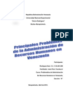 Principales Problemas de La Administración de Recursos Humanos en Venezuela