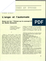 Pierre Missac - L'ange Et L'automate. Notes Sur Les "Thèses Sur Le Concept D'histoire" de Walter Benjamin