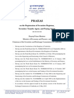 Prakas On The Registration of Securities Registrar Securities Transfer Agent... English