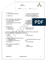 Multiple Choice Questions:: Class: 6 Light Physics Light Shadow