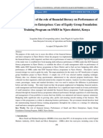 An Assessment of The Role of Financial Literacy On Performance of Small and Micro Enterprises: Case of Equity Group Foundation Training Program On SMES in Njoro District, Kenya