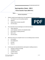 Welding Inspection, Steels - WIS 5: Multi - Choice Question Paper (MSR-WI-2)