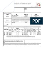 Certificate of Concrete Mix Design: Strength - Performance - Passion