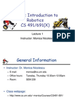 Topics: Introduction To Robotics CS 491/691 (X) : Instructor: Monica Nicolescu