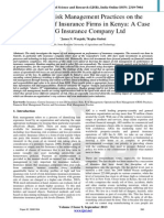 Effects of Risk Management Practices On The Performance of Insurance Firms in Kenya: A Case of AIG Insurance Company LTD