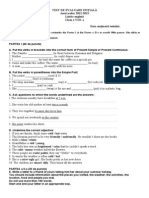 Test de Evaluare Iniţială Anul Şcolar 2012-2013 Limba Engleză Clasa A VIII-a Numele Şi Prenumele Elevului: Data Susţinerii Testului