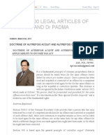 Select 100 Legal Articles of KPC Rao and DR Padma - Doctrine of Autrefois Acquit and Autrefois Convict