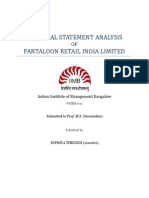 Financial Statement Analysis - Pantaloon Retail India