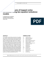 Cold Flow Analysis of Trapped Vortex Combustor Using Two Equation Turbulence Models