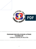 Piawai Kelayakan Dan Latihan Kaunselor 2012