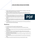 Swot Analysis of Indian Road Network