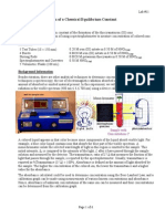 Lab #11: Determination of A Chemical Equilibrium Constant: Objectives