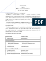 Indian Economy Unit III Balance of Payment / Trade Notes By: Dr. Neelam Tandon