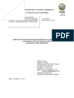 Compliance Filing Providing Responses To Alj's Ruling Setting Forth Questons To Be Addressed 11-19-13