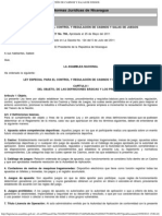 Ley Especial para El Control y Regulación de Casinos y Salas de Juegos