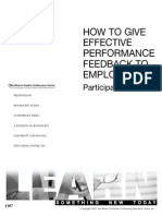 Workbook - How To Give Effective Performance Feedback To Employees