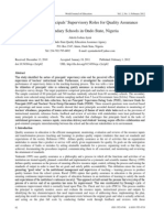 Assessment of Principals Supervisory Roles For Quality Assurance in Secondary Schools in Ondo State, Nigeria