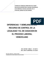 Diferencias y Semejanzas Del Control de La Legalidad y La Casacion