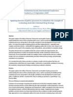 Applying Theories of Policy Processes To Evaluation: The Example of Evaluating Australia's National Drug Strategy