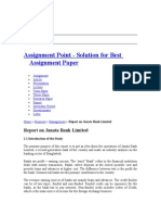 Assignment Point - Solution For Best Assignment Paper: Report On Janata Bank Limited