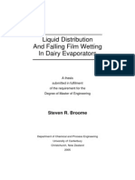 Liquid Distribution and Falling Film Wetting in Dairy Evaporators