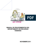 Manual de Procedimientos Del Departamento de Recursos Humanos