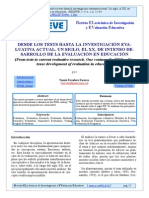 Desde Los Tests Hasta La Investigación Eva-Luativa Actual. Un Siglo, El XX, de Intenso de - Sarrollo de La Evaluación en Educación