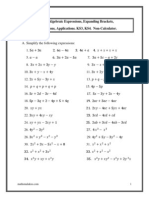 KS3 Algebra Worksheet