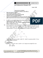 Regional Mathematical Olympiad-2007: Rmo 2007 Examination