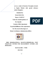 A Project Report On A Study of Investors Perception Towards Investment in Equity Market - 1