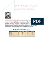 Markov Analysis-: A Transition Matrix, or Markov Matrix