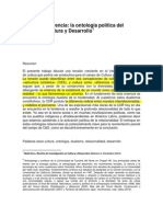 Cultura y Diferencia La Ontologia Politica Del Campo de Cultura y Desarrollo