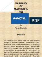 Feasibility OF Training in HCL: By: Yamini Kataria