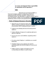 Q.1) Define Human Resource Development? Roles Responsibility and Functions in