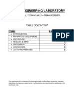 JJ108 Transformer Labwork Report