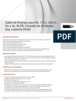 Cable de Energía para 69, 115 y 138 Kv. Cu o Al, XLPE, Pantalla de Al Tubular Lisa, Cubierta PEAD