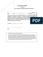 Declaracion Jurada No Alimentos