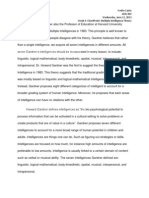 Week 4 CheckPoint Multiple Intelligence Theory