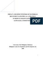 Impact & Effectiveness of MRFs As A Strategy To Reduce Waste of SANPASADA Communities