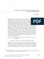 La Educación en Tiempos de Globalización ¿Quién Se Beneficia