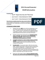 2014 Second Semester EXAM Information: No Lunches Are Available During These Days Except For Monday, June 9 - Buses