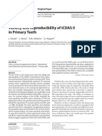 Validity and Reproducibility of ICDAS II in Primary Teeth: Original Paper